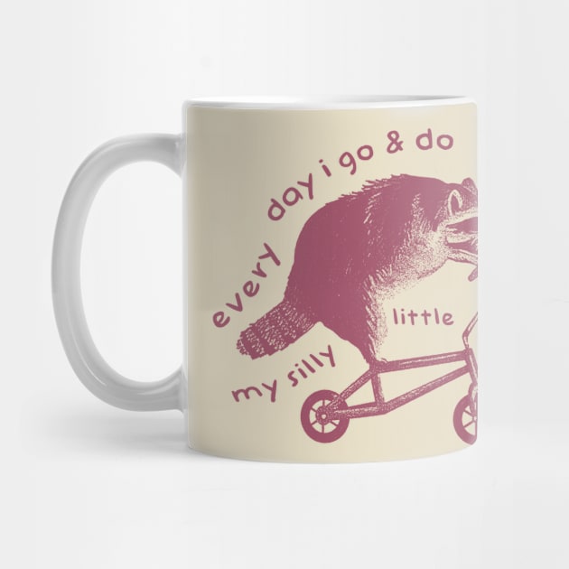 Raccoon On Bicycle - Every Day I Go And Do My Silly Little Tasks by Hamza Froug